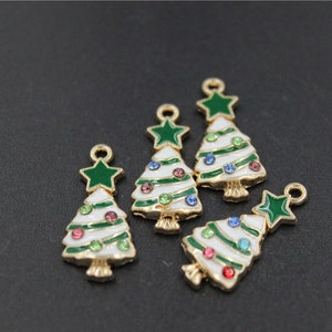 pendant charm Christmas tree  metal enamel