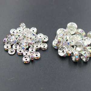 50 pcs beads wheel spacer crystal AB 5mm /8mm