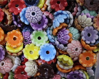 interval spacer caps beads porcelain ceramic multicolore color option