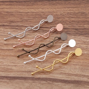 Bulk 50 pcs hairclip setting bezel blanks 10mm for cabochon brass base