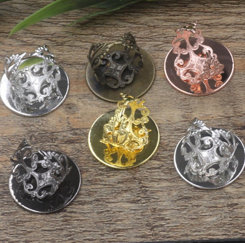 Bulk 20pcs Ring Setting Blank Bezel Adjustable rings filigree