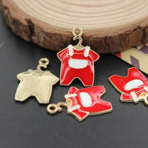 pendants charms  enamel red clothes