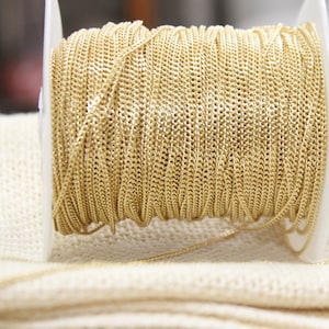 Gourmette  Chain  Thin Curb Chain brass base  light gold 2mm top quality  solid chain