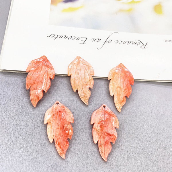 Tortoise Shell  charm leaf  resin Acetate Acrylic earring accessories 