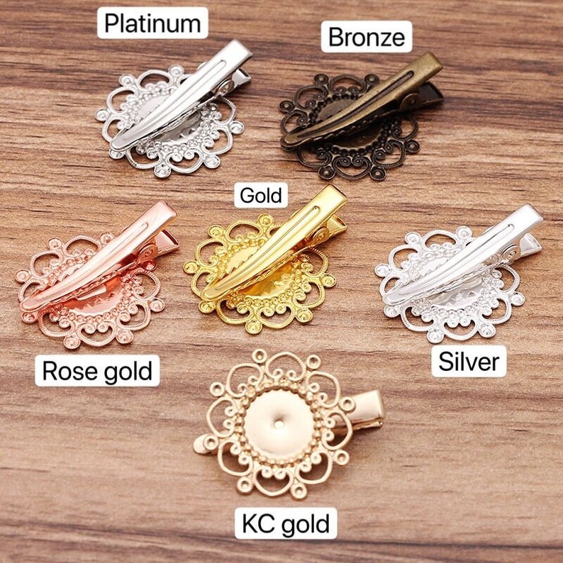 20 pcs supports pour barrette de cheveux pince métal laiton image 2