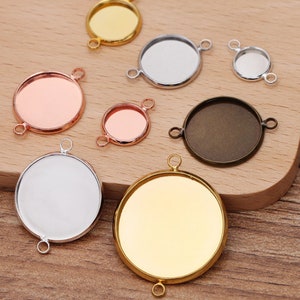 Bulk 50 pcs pendants connector tray bezel settings Brass base