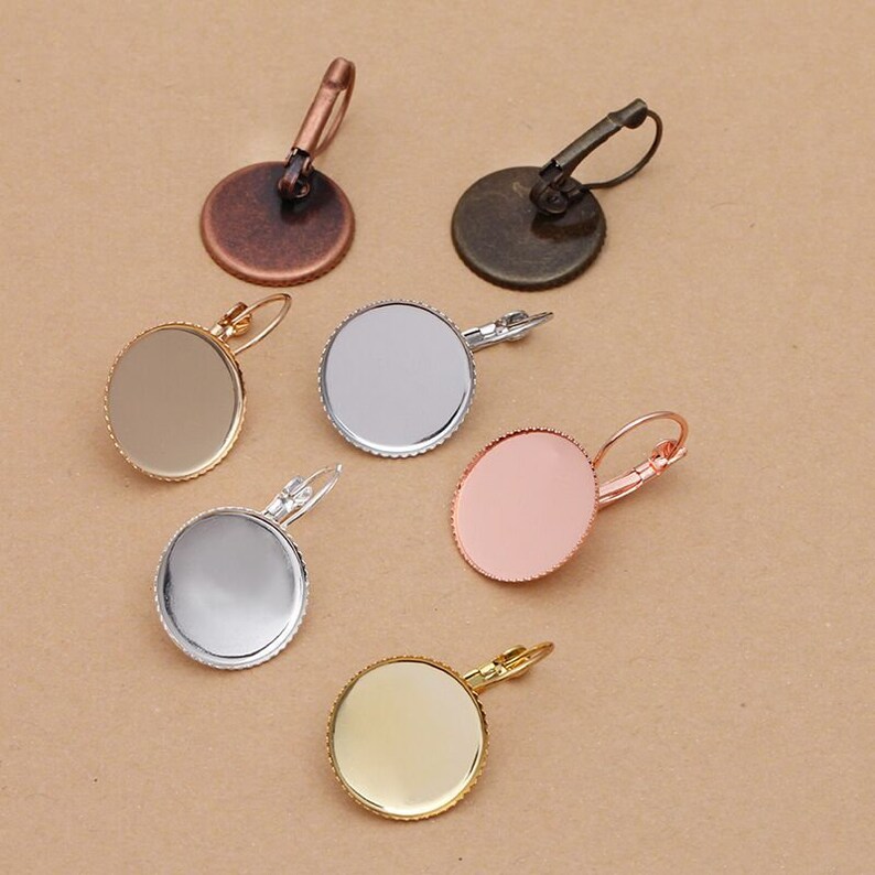 Bulk 20 pcs Bezel Lever Back Earring Wires Settings Brass base