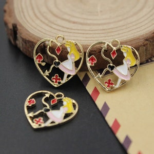 pendants charms  enamel heart  girl