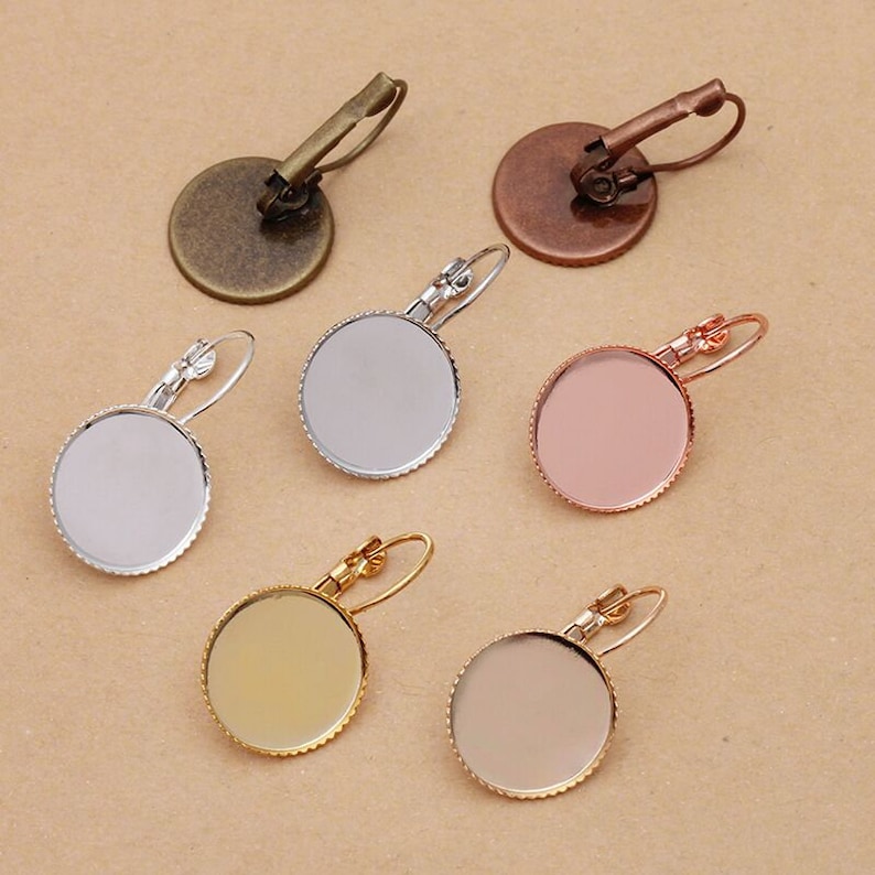 Bulk 20 pcs Bezel Lever Back Earring Wires Settings Brass base