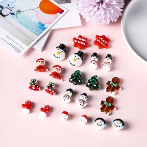 10 pcs Glass beads Murono lampwork snowman Christmas