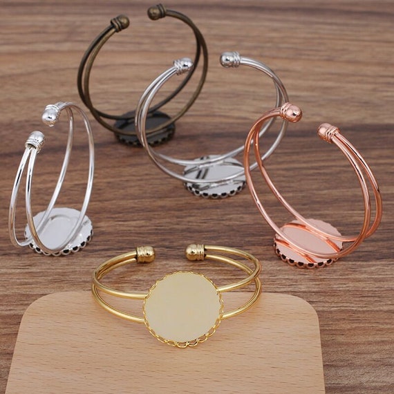 Bulk 5 pcs Bracelet Bangle Bezel Blanks
