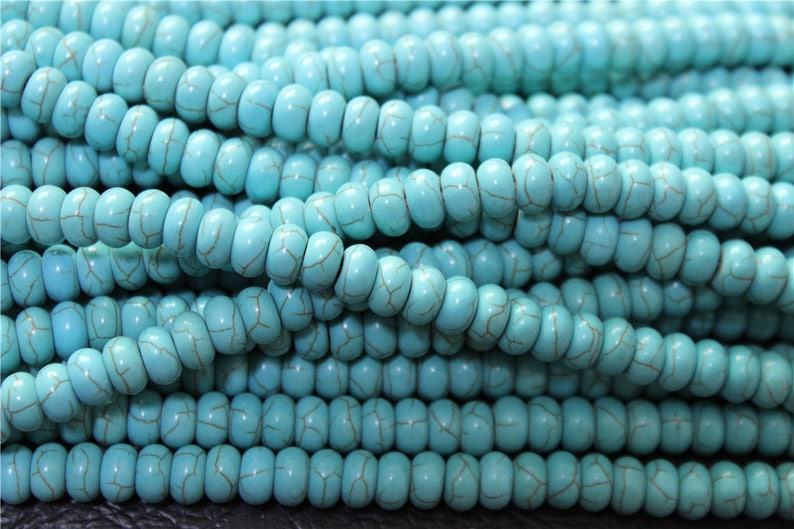 ein Thread von 80 Form Unterlegscheibe 8mm Türkis Perlen Bild 2