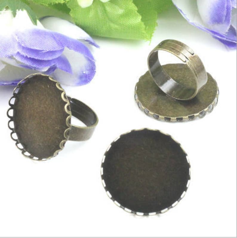 Bulk 10pcs Ring Setting Blank Bezel Adjustable rings lace border