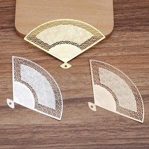 Bulk 10 pcs pendants charms fan brass base