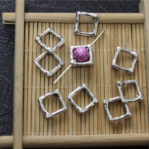 30 pcs interval spacer bead-frame square metal antique silver