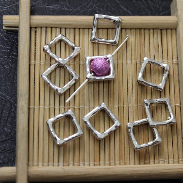 30 pcs interval spacer bead-frame square metal antique silver