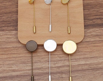 Bulk 20 pcs Tie Pin, Lapel Pin Tie Tack, Bezel Blank,Back Brooch Collar Clip