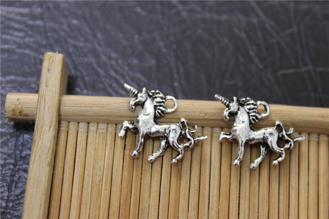 Vintage Style Unicorn Horse Pendant Charms – 4Pcs Silver Alloy Jewelry Making