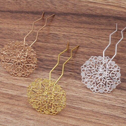 Bulk 10 Pcs Hair Pin Blanks Hair Accessories Brass Base Etsy