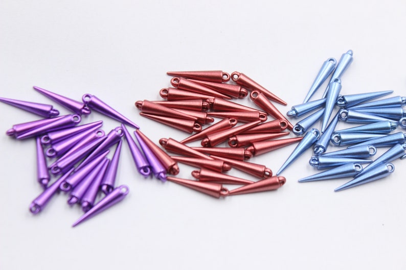 pendants charms acrylic metallic color spike shape lightweight top quality three colors option