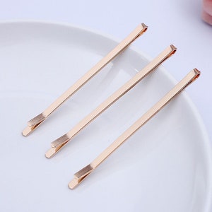 Bulk 100 pcs Hair Clips hair pin Blank simple hair clip barrette Brass base kc gold