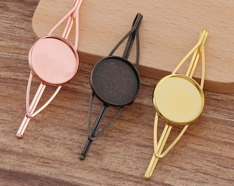 Bulk 20 pcs Hair Clips with 20mm Cabochon Setting Blank  Bezels Brass base Bobby pin