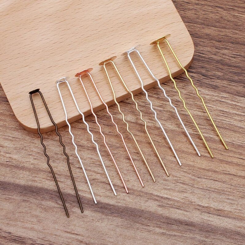 Bulk 50 pcs hair pin comb settings bezel hair accessories Brass base
