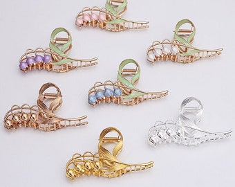 Bulk 5 pcs  barrette hair clips hair claw  prong clip hair accessory Lily of valley Muguet flower