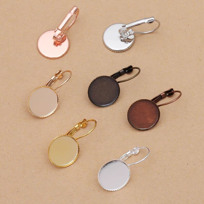 Bulk 20 pcs Bezel Lever Back Earring Wires Settings Brass base