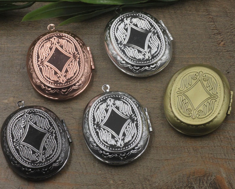 Bulk 5pcs pendants charms photo-frame oval bezel blank brass base