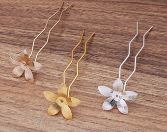 Bulk 20 pcs flower hairpins  Setting Blank hair accessories