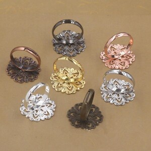 20 pcs supports de bague réglable laiton métal cabochon image 5