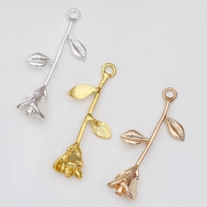 Bulk 50 pcs pendants charms flower rose branch color option
