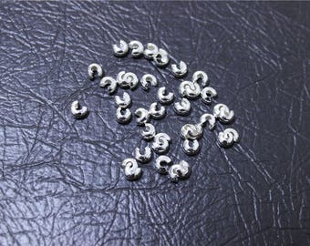 100 pcs perles à écraser  cache noeuds pinces serre fil métal argenté