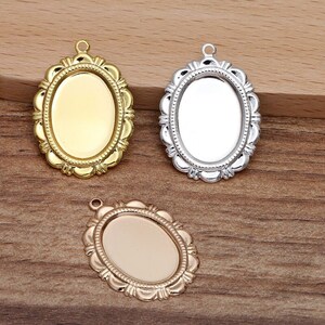 Bulk 50 pcs pendants settings oval bezel blanks Brass base image 3