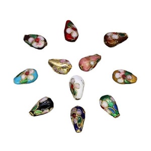 10 pcs  cloisonne beads spacer water drop  colors option