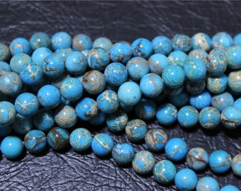 a strand of beads Aqua Terra Jasper round 8mm/6mm blue turquoise