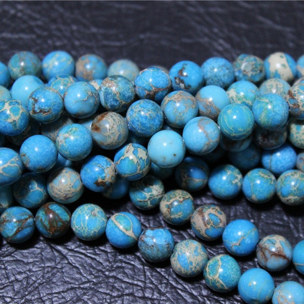 a strand of beads Aqua Terra Jasper round 8mm/6mm blue turquoise