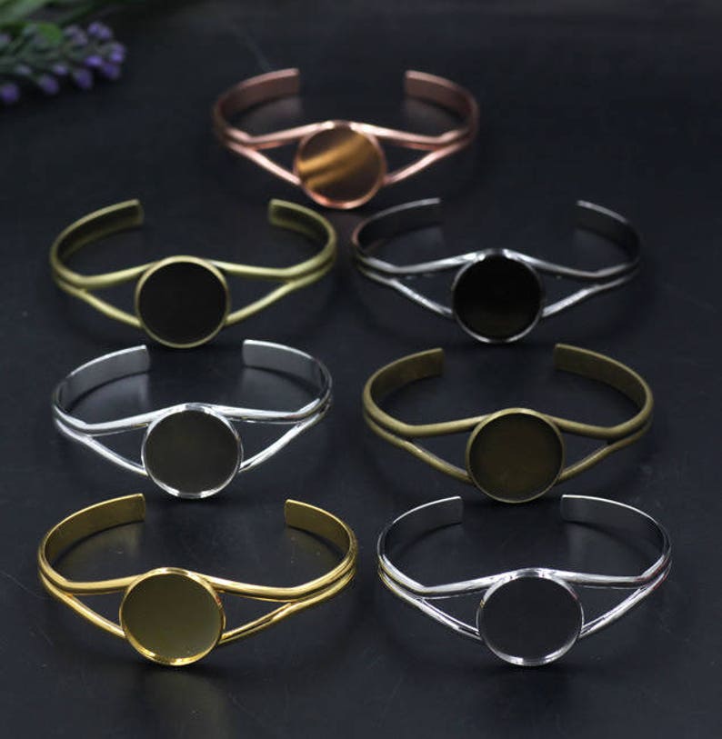 Bulk 5 pcs Bracelet Bangle Bezel Blanks