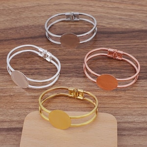 5 supports  bracelet  pour cabochon  25mm 20mm  métal  laiton