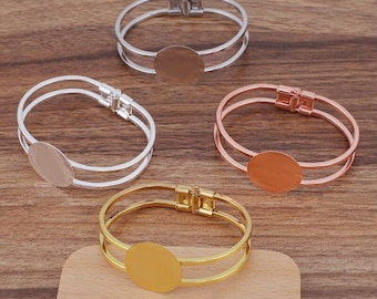 Bulk 5 pcs Bracelet Bangle Bezel Blanks brass base 25mm 20mm
