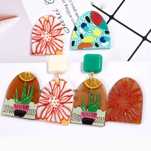 10 pcs Tortoise Shell  Acetate Acrylic Fan shape pendants charms earring embossed pattern
