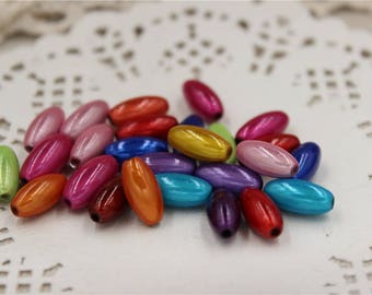 マジックミラクルオーバルマルチカラーアクリルビーズ100個