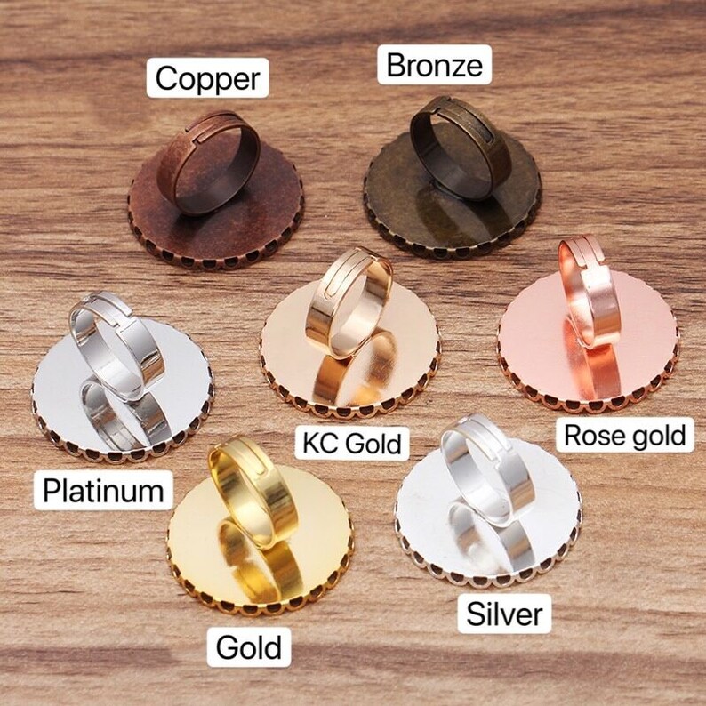 Bulk 10pcs Ring Setting Blank Bezel Adjustable rings lace border
