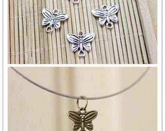 breloques pendentif connecteur  papillon métal antique argenté/bronze