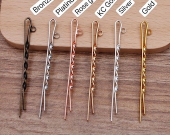 Bulk 50 pcs Hair Clips hair pin Blank welded link ring  Brass base