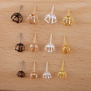 Bulk 200 pcs Stud Bezel Earring blank- Settings Brass base Earring Post