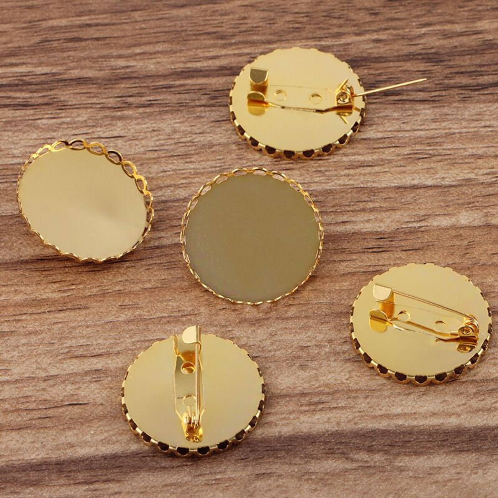 Bulk 40 pcs brooch settings bezel blanks 25mm brass base Etsy