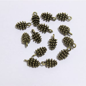 20 pcs pendants charms pine cone metal antique bronze