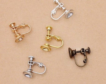 Bulk 20pcs Bezel Lever Back Earring clip Screw Backs non pierced earrings- Settings Brass base